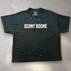 Benson Boone American Heart Tour T-Shirt Black Distressed Splatter Mens Large